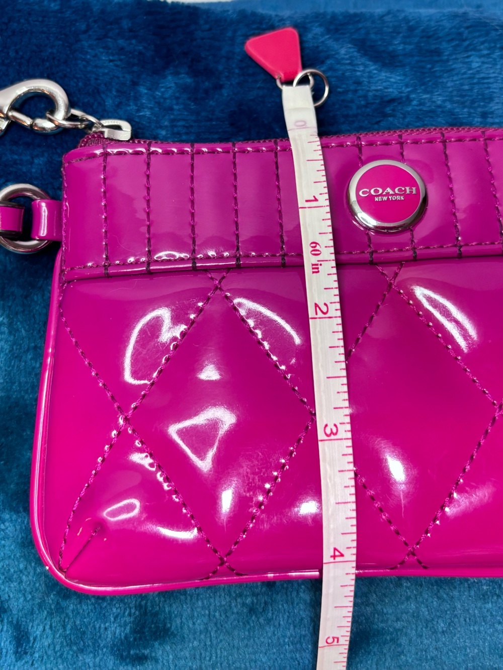 COACH Quilted Patent Leather Wristlet - Hot Pink - Picture 8 of 8